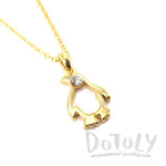 Minimal Penguin Outline Shaped Pendant Necklace in Gold