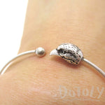 Minimal Raven Eagle Bird Charm Bangle Bracelet Cuff in Silver | Animal Jewelry | DOTOLY