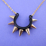 Minimal Rocker Chic Horseshoe Spiked Pendant Necklace in Gold | DOTOLY