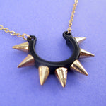 Minimal Rocker Chic Horseshoe Spiked Pendant Necklace in Gold | DOTOLY