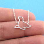 Minimal Sea Lion Seal Outline Shaped Charm Necklace in Silver or Rose Gold