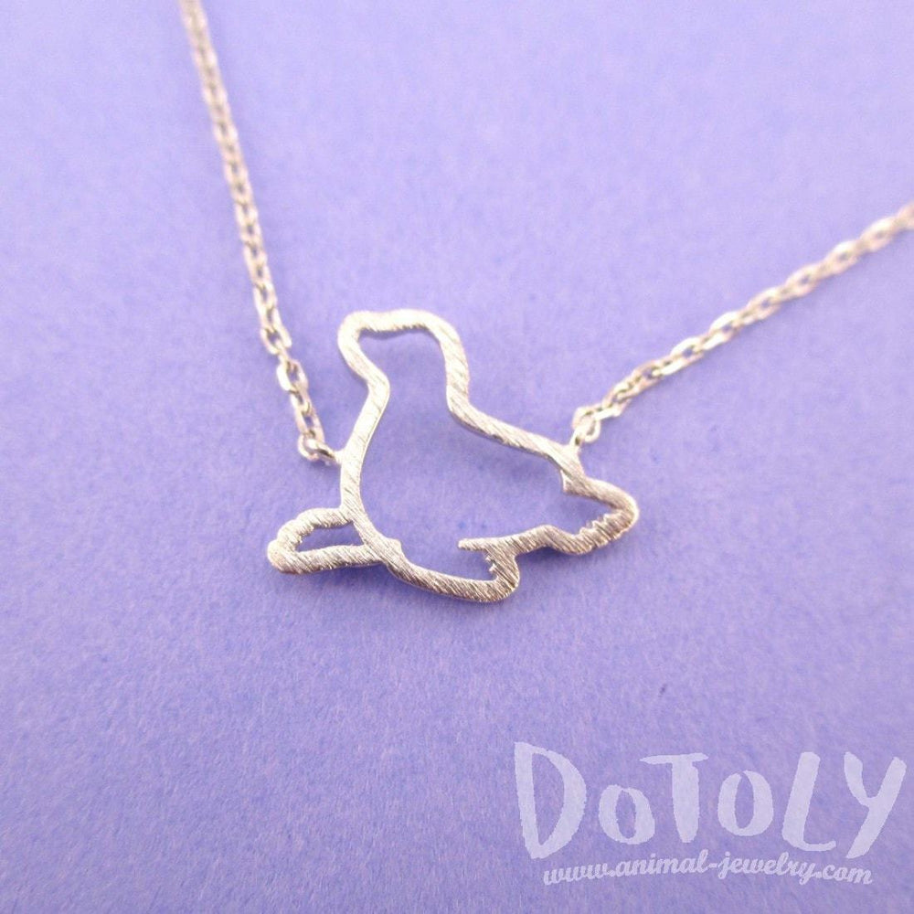 Minimal Sea Lion Seal Outline Shaped Charm Necklace in Silver | Animal Jewelry | DOTOLY