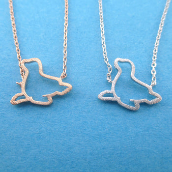 Minimal Sea Lion Seal Outline Shaped Charm Necklace in Silver or Rose Gold