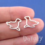 Minimal Sea Lion Seal Outline Shaped Stud Earrings in Silver | DOTOLY