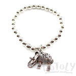 Minimal Silver Beaded Stretchy Bracelet with Elephant Charm | DOTOLY | DOTOLY