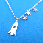 Spaceship Spacecraft Rocket and Stars Shaped Pendant Necklace