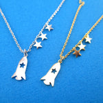 Spaceship Spacecraft Rocket and Stars Shaped Pendant Necklace