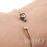 Minimal Taurus Bull Charm Bangle Bracelet Cuff in Brass | DOTOLY