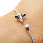 Minimal Tiny Mouse Charm Bangle Bracelet Cuff in Silver | Animal Jewelry | DOTOLY
