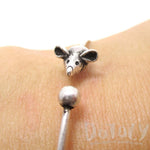 Minimal Tiny Mouse Charm Bangle Bracelet Cuff in Silver | Animal Jewelry | DOTOLY