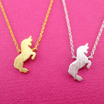 Minimal Unicorn Silhouette Shaped Pendant Necklace in Silver or Gold