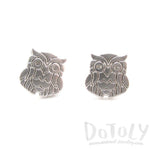 Minimal Wise Barn Owl Shaped Stud Earrings in Silver | Allergy Free | DOTOLY