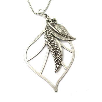 Mixed Floral Leaf Cut Out Shaped Pendant Necklace in Silver | DOTOLY | DOTOLY