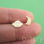 Monkey and Banana Shaped Allergy Free Stud Earrings in Gold | DOTOLY