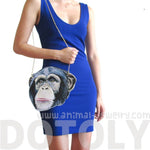 Monkey Chimpanzee Face Shaped Vinyl Animal Themed Cross Body Bag | DOTOLY | DOTOLY
