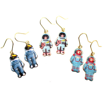 Monkey Sloth Astronaut in A Space Suit Space Travel Dangle Earrings