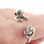 Monkey with Banana Animal Wrap Ring in 925 Sterling Silver | US Sizes 4 to 8.5 | DOTOLY