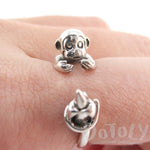 Monkey with Banana Animal Wrap Ring in 925 Sterling Silver | US Sizes 4 to 8.5 | DOTOLY
