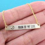 Moon Of My Life Minimal Bar Love Quote Pendant Necklace | Gifts For Her