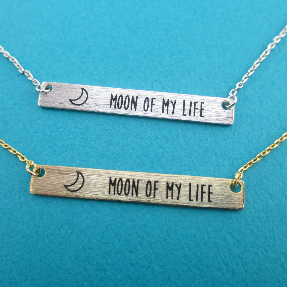 Moon Of My Life Minimal Bar Love Quote Pendant Necklace | Gifts For Her