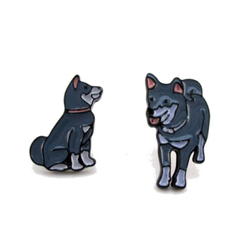 Mother and Baby Dog Puppy Pets Inspired Enamel Stud Earrings | DOTOLY