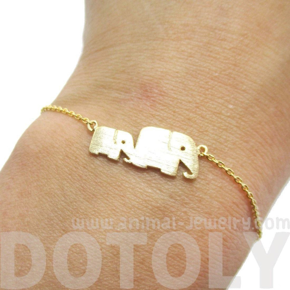Mother and Baby Elephant Animal Silhouette Charm Bracelet in Gold | DOTOLY | DOTOLY