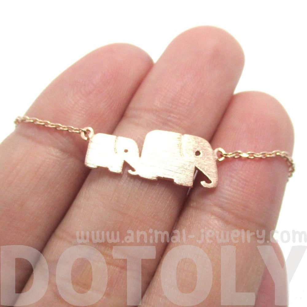 Mother and Baby Elephant Animal Silhouette Charm Bracelet in Rose Gold | DOTOLY | DOTOLY