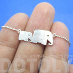 Mother and Baby Elephant Animal Silhouette Charm Bracelet in Silver | DOTOLY | DOTOLY