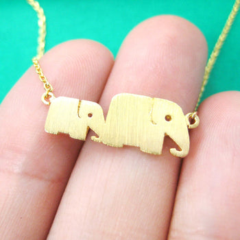 Mother and Baby Elephant Animal Silhouette Pendant Necklace in Gold | DOTOLY | DOTOLY