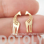 Mother and Baby Giraffe Silhouette Shaped Stud Earrings in Gold | Allergy Free | DOTOLY