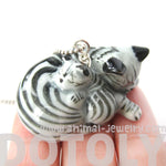 Mother and Baby Kitty Cat Porcelain Ceramic Animal Pendant Necklace | Handmade | DOTOLY