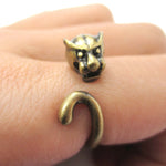 Mountain Lion Cougar Puma Shaped Animal Wrap Ring in Brass | DOTOLY