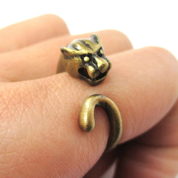 Mountain Lion Cougar Puma Shaped Animal Wrap Ring in Brass | DOTOLY