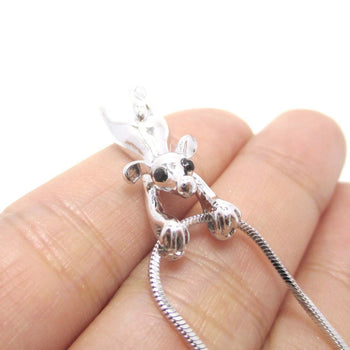 Mouse Dangling Off Chain Pendant Necklace in Silver | Animal Jewelry | DOTOLY