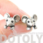 Mouse Mice Realistic Animal Stud Earrings in Silver | Animal Jewelry | DOTOLY
