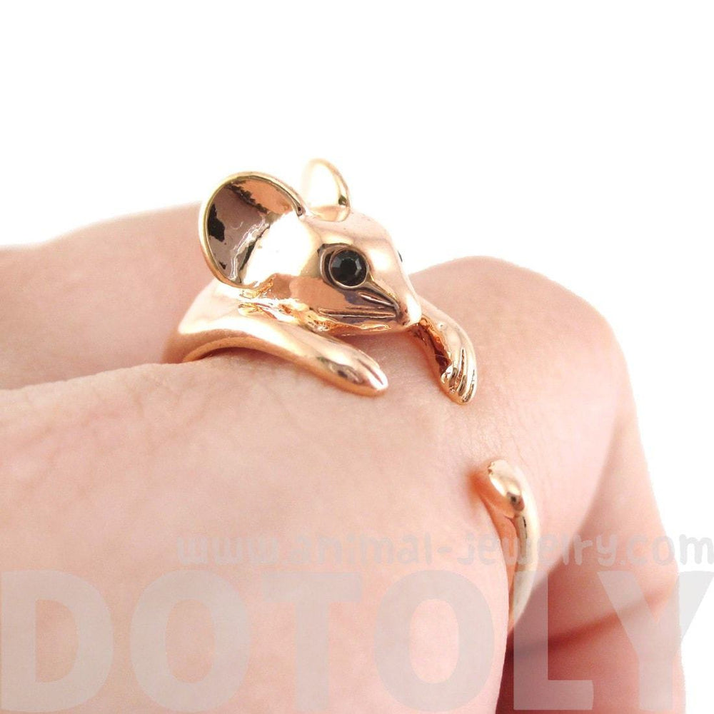 Mouse Shaped Animal Wrap Around Ring in Shiny Copper | US Sizes 4 to 9 | DOTOLY