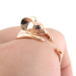 Mouse Shaped Animal Wrap Around Ring in Shiny Copper | US Sizes 4 to 9 | DOTOLY
