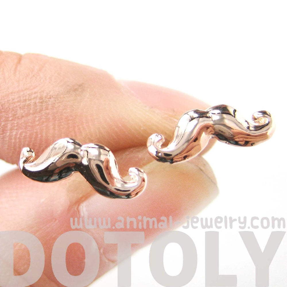 Moustache Mustache Handlebar Shaped Stud Earrings in Rose Gold | DOTOLY