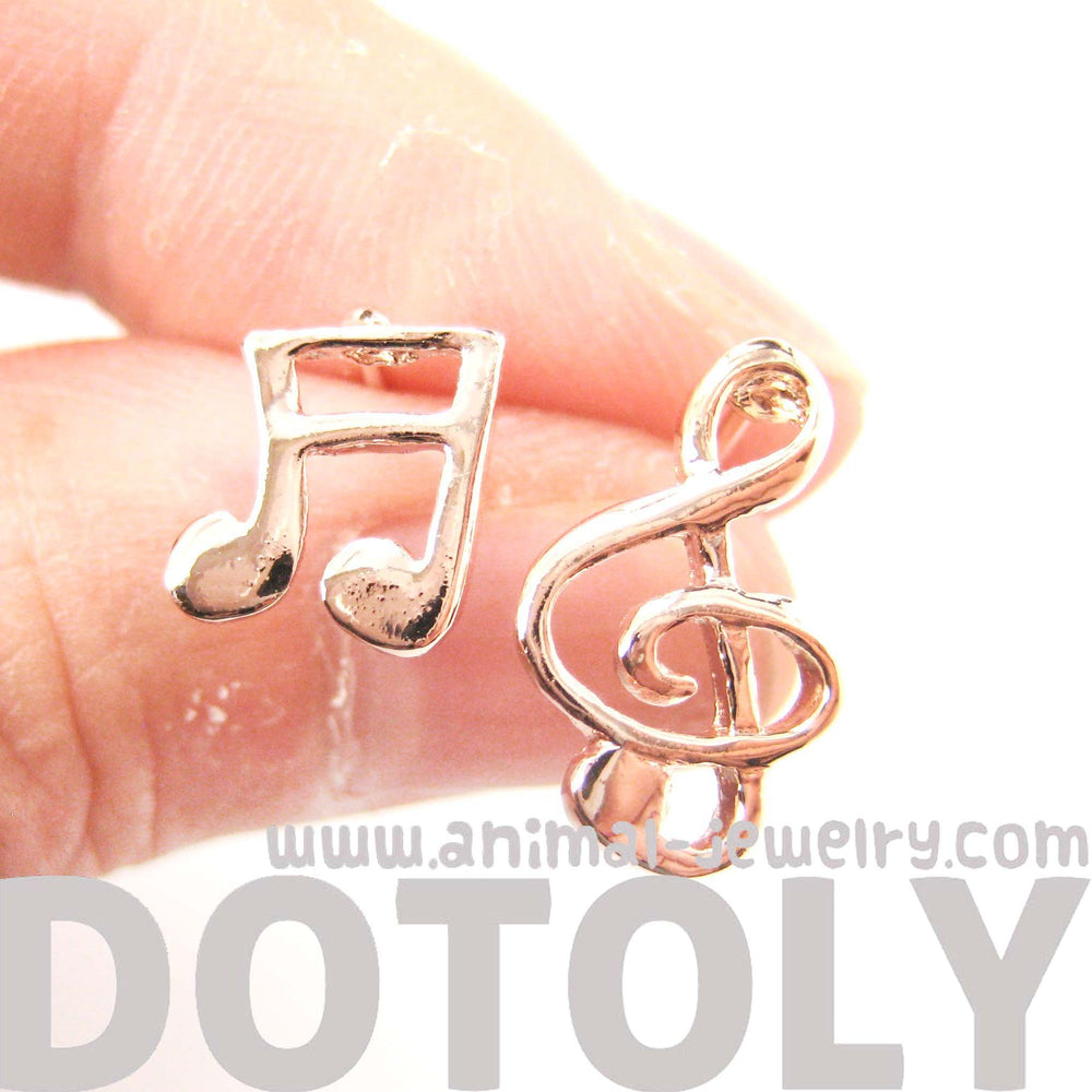 Simple Musical Note Shaped Stud Earrings in Rose Gold | DOTOLY