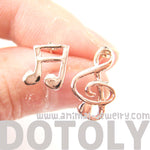 Simple Musical Note Shaped Stud Earrings in Rose Gold | DOTOLY