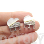Musical Instrument Themed Grand Piano Shaped Stud Earrings in Silver | DOTOLY