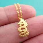 Mythical Dragon Silhouette Shaped Pendant Necklace in Gold | DOTOLY