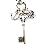 Nautical Themed Anchor Helm and Skeleton Key Charm Necklace in Silver DOTOLY | DOTOLY
