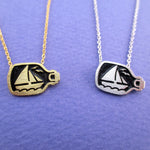 Nautical Themed Ship In A Bottle Shaped Pendant Necklace | DOTOLY