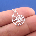 Nautilus Seashell Cross-Section Cut Out Shaped Pendant Necklace