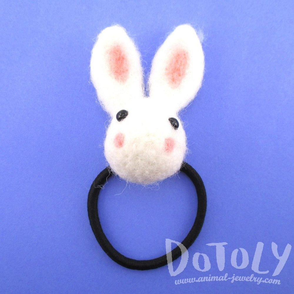 Needle Felted Wool Bunny Rabbit Hair Tie in White | DOTOLY | DOTOLY