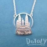 New York Skyline Snow Globe Pendant Necklace in Silver | DOTOLY | DOTOLY