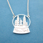 New York Skyline Snow Globe Pendant Necklace in Silver | DOTOLY | DOTOLY
