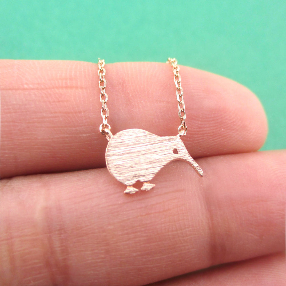 New Zealand Kiwi Weka Bird Silhouette Shaped Pendant Necklace DOTOLY