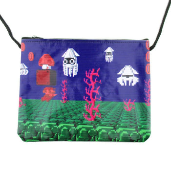 Nintendo Super Mario Underwater Blooper 8-Bit Print Rectangular Shaped Cross Body Bag | DOTOLY